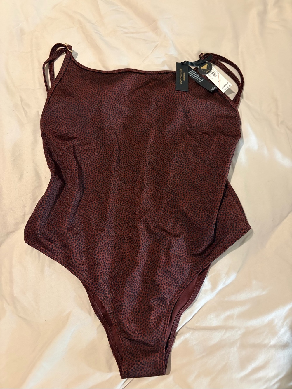Victoria’s Secret Women's One-Piece Swimsuit in Burgundy with Subtle Dot Texture